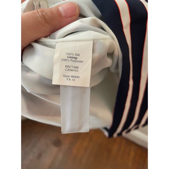 J. Crew 100% Silk Red White & Blue Striped Dress - Picture 8 of 12
